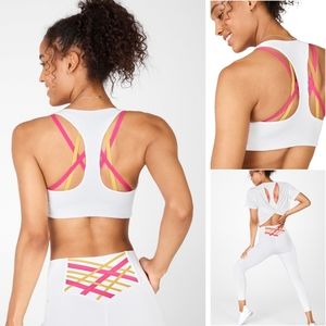 🥳HP🥳Fabletics | Kessler High Impact Racerback Sports Bra White/Plush Pink XXS